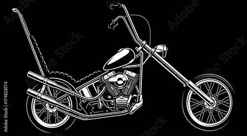 Classic american motorcycle on white background