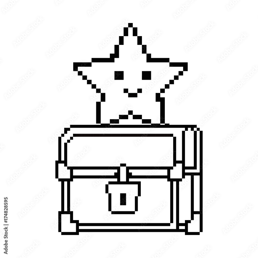 pixelated treasure chest with star pixelated treasure chest with star