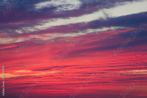Nature background red sky at night and clouds beautiful and colorful sunset time. Martian sky. © Irina Demenkova