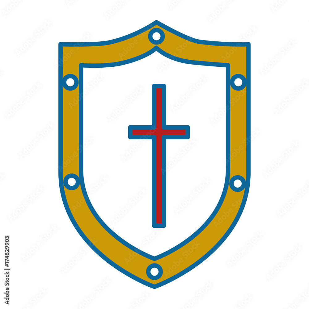 Fototapeta premium pixelated shield game icon