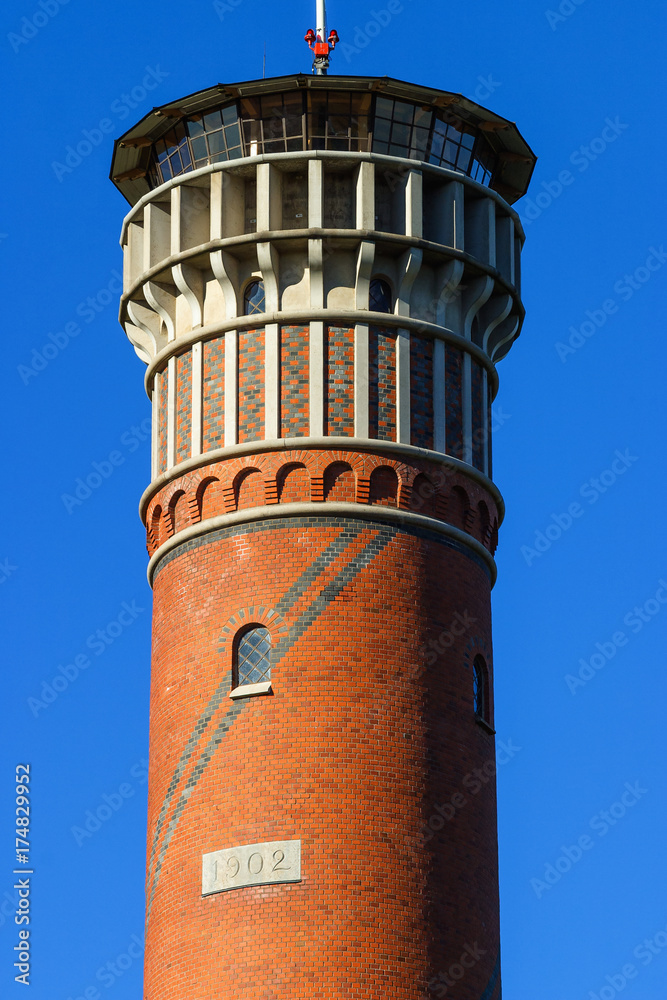 Close-up on a lookout tower of brickstone