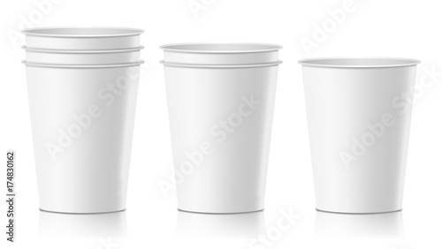 Realistic Paper Cup Vector. Cafe Latte, Mocha, Cappuccino Cup Mock Up. Isolated Illustration