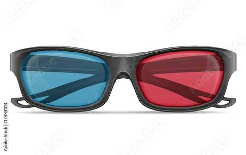 3d plastic glasses stock vector illustration