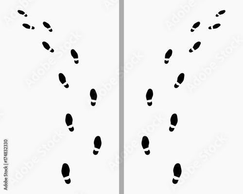 Trail of shoes prints, turn right or left