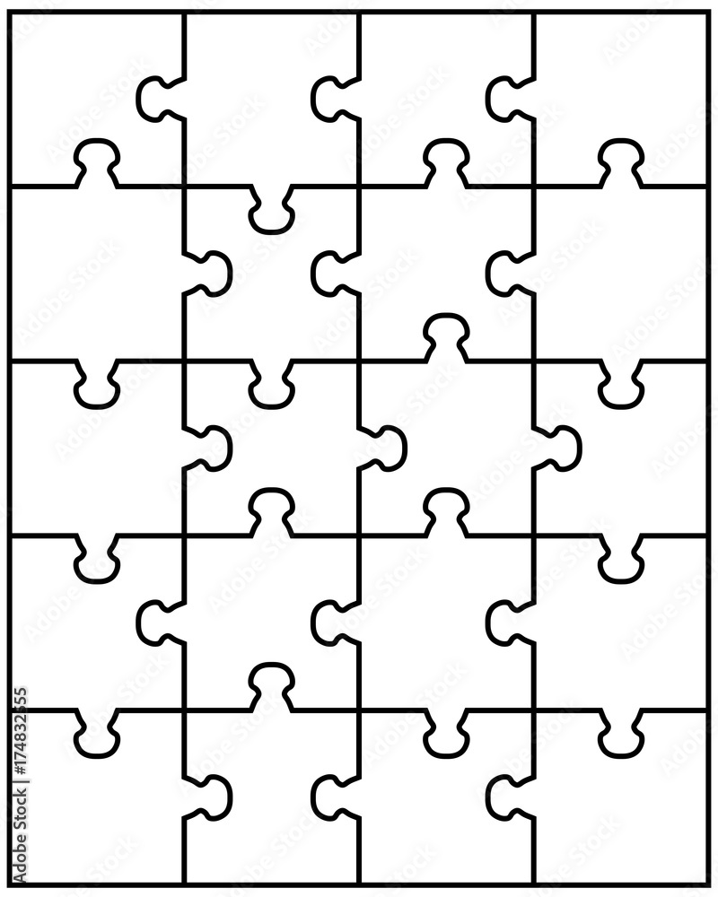Illustration of separate parts of white puzzle Illustration of separate parts of white puzzle