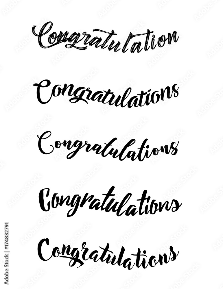 Congratulations card. Calligraphy handwritten lettering phrase.