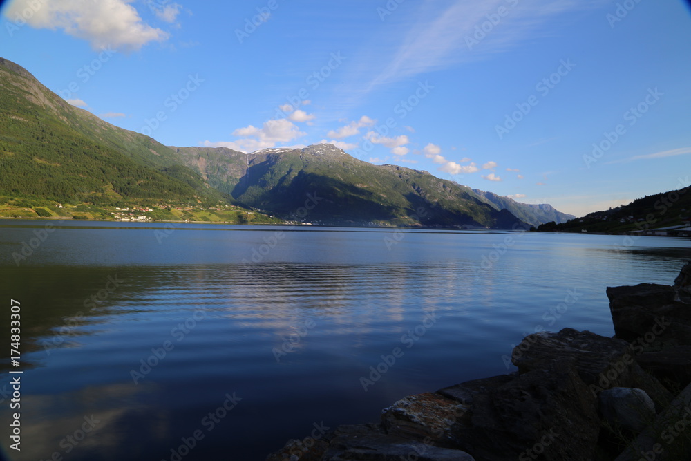 Hardangerfjord in south western Norway in the summer.