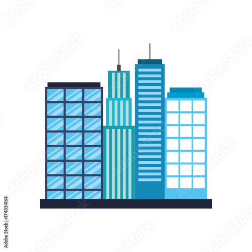 buildings city landscape business center view with location navigation concept vector illustration