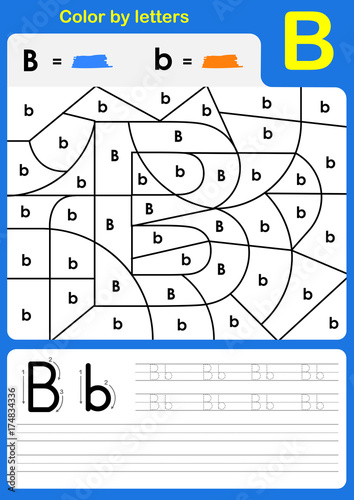 Color by letter alphabet worksheet : Color and Writing A-Z