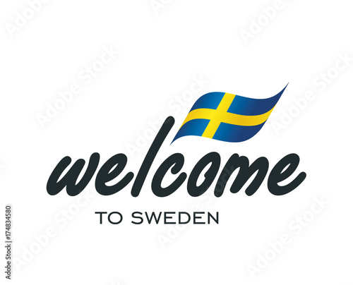 Welcome to Sweden flag sign logo icon