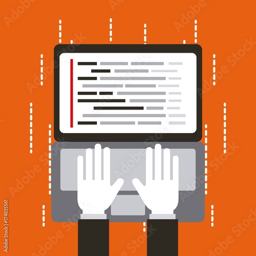 programmer working interface web programming languages vector illustration