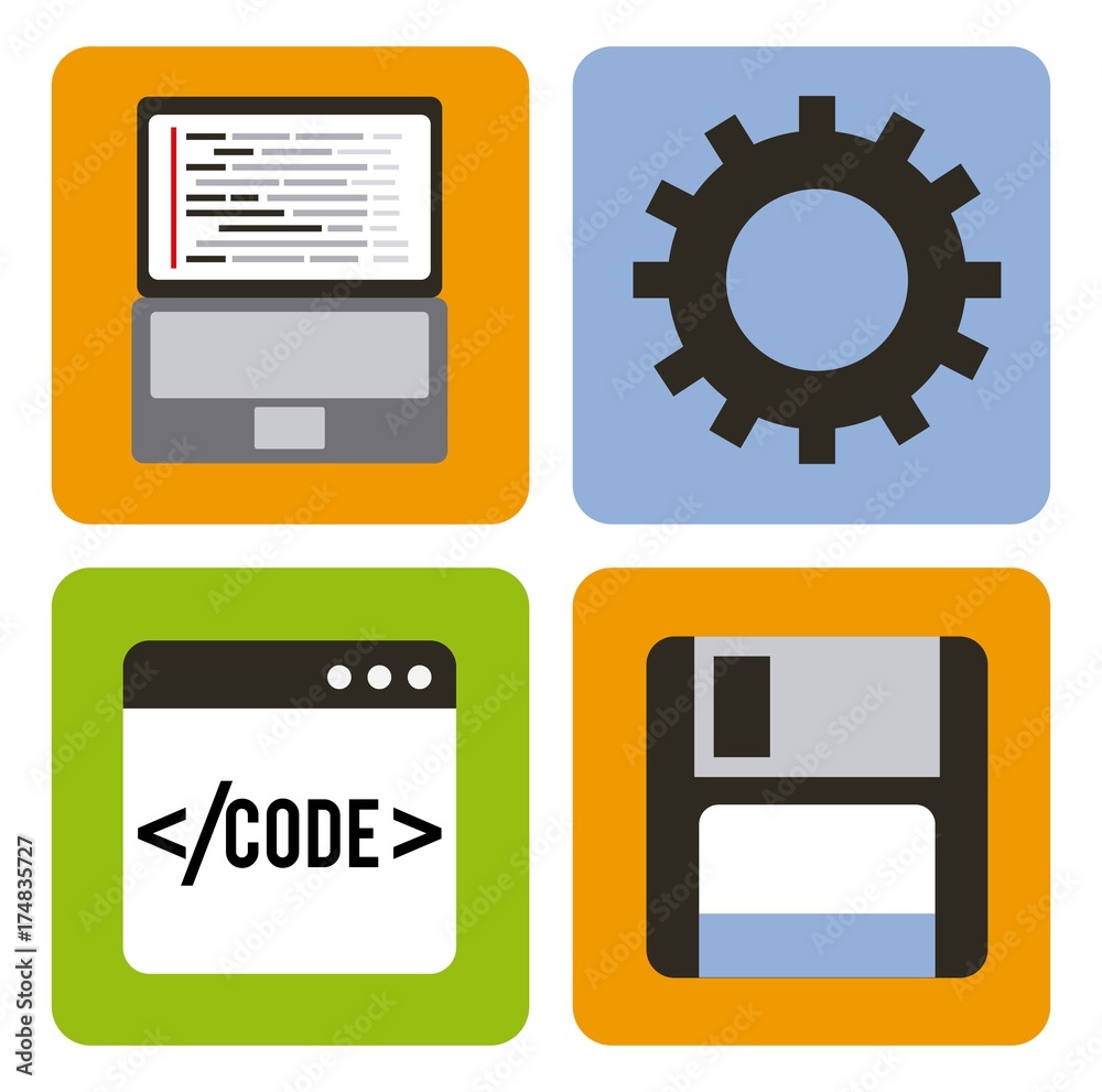 program coding set icons web design vector illustration