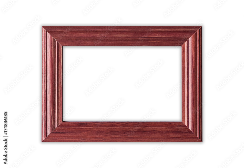 Wooden red-brown frame isolated on white background Wooden red-brown frame isolated on white background