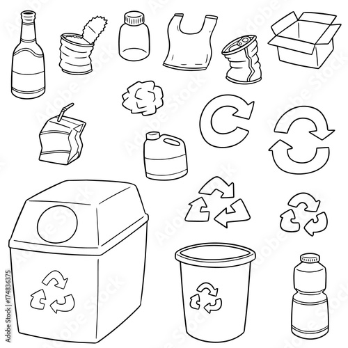 vector set of recycle garbage