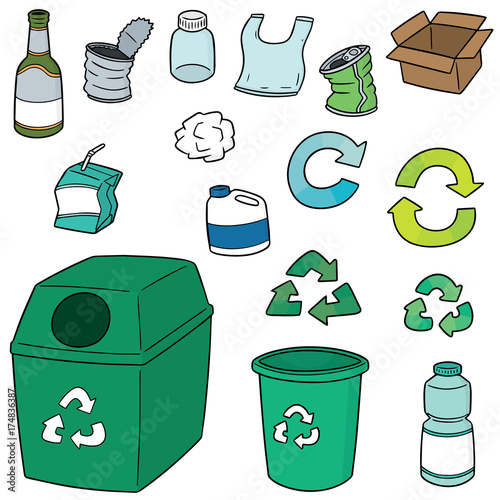 vector set of recycle garbage