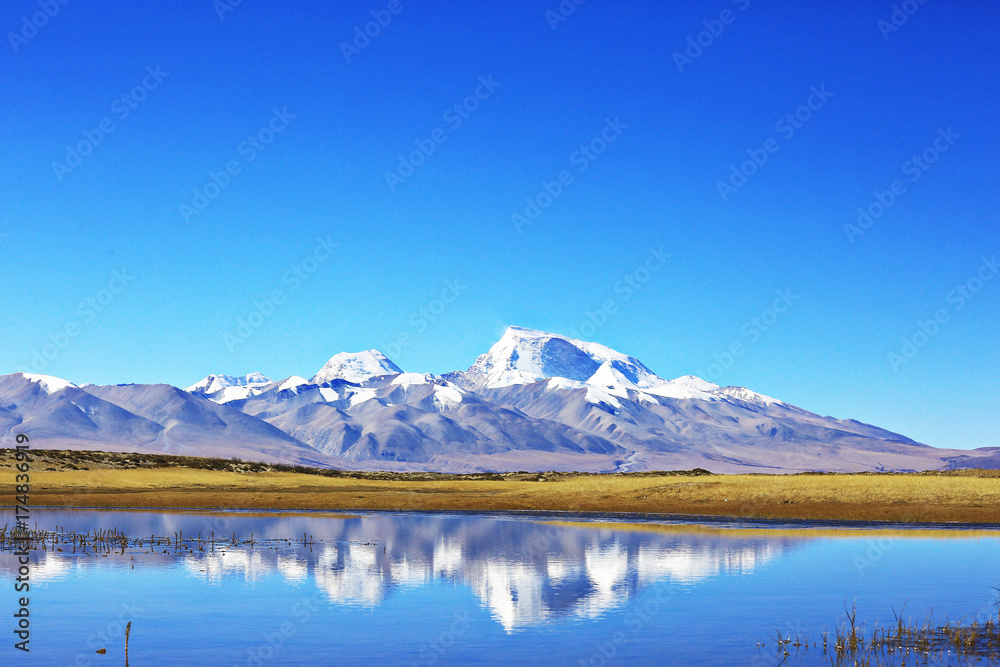 sacred lake in tibet landscape