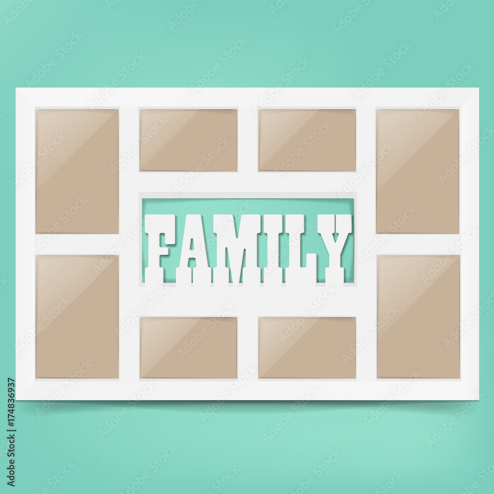 Multi frame set with empty space. Family photo frame. Photo frame collage.  Multi frame for several photos. isolated on background. Vector  illustration. Stock Vector | Adobe Stock
