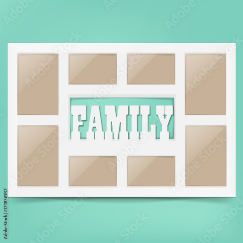 Multi frame set with empty space. Family photo frame. Photo frame collage. Multi frame for several photos. isolated on background. Vector illustration.
