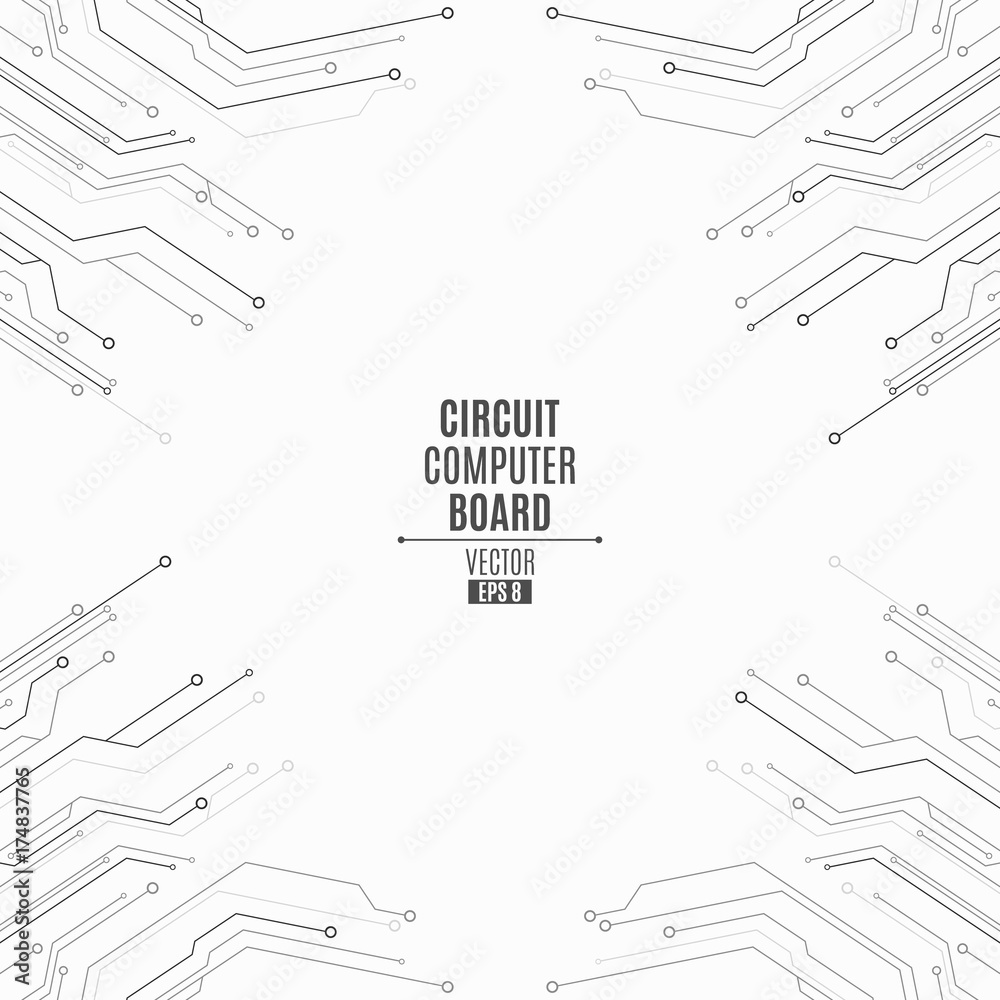 Background from computer board. Circuit computer board. High-tech network gray connection lines on a white background. Vector