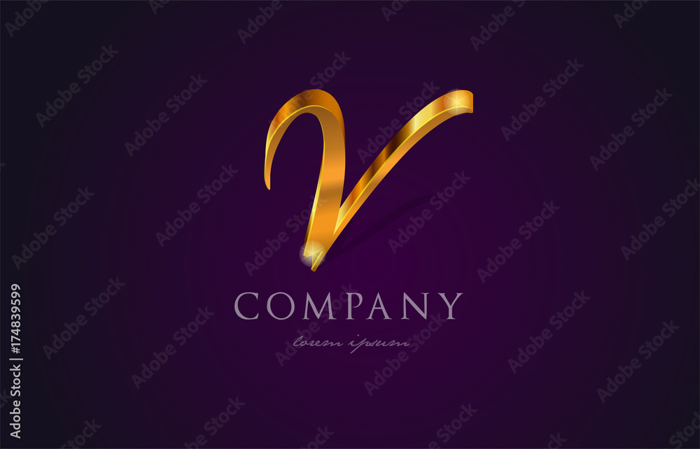 Fototapeta premium v gold golden alphabet letter logo icon design