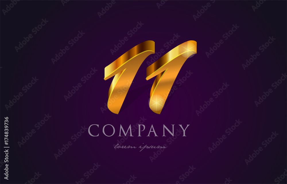 Obraz premium 11 eleven gold golden number numeral digit logo icon design
