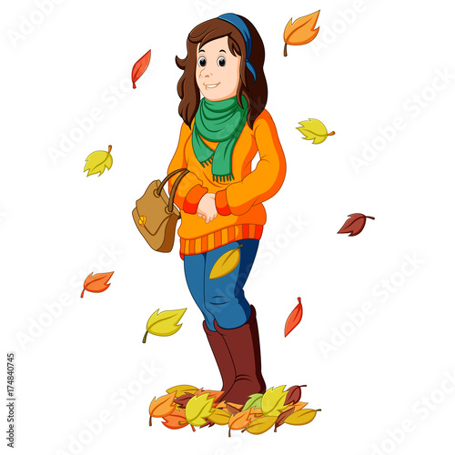 Girl with autumn leaves