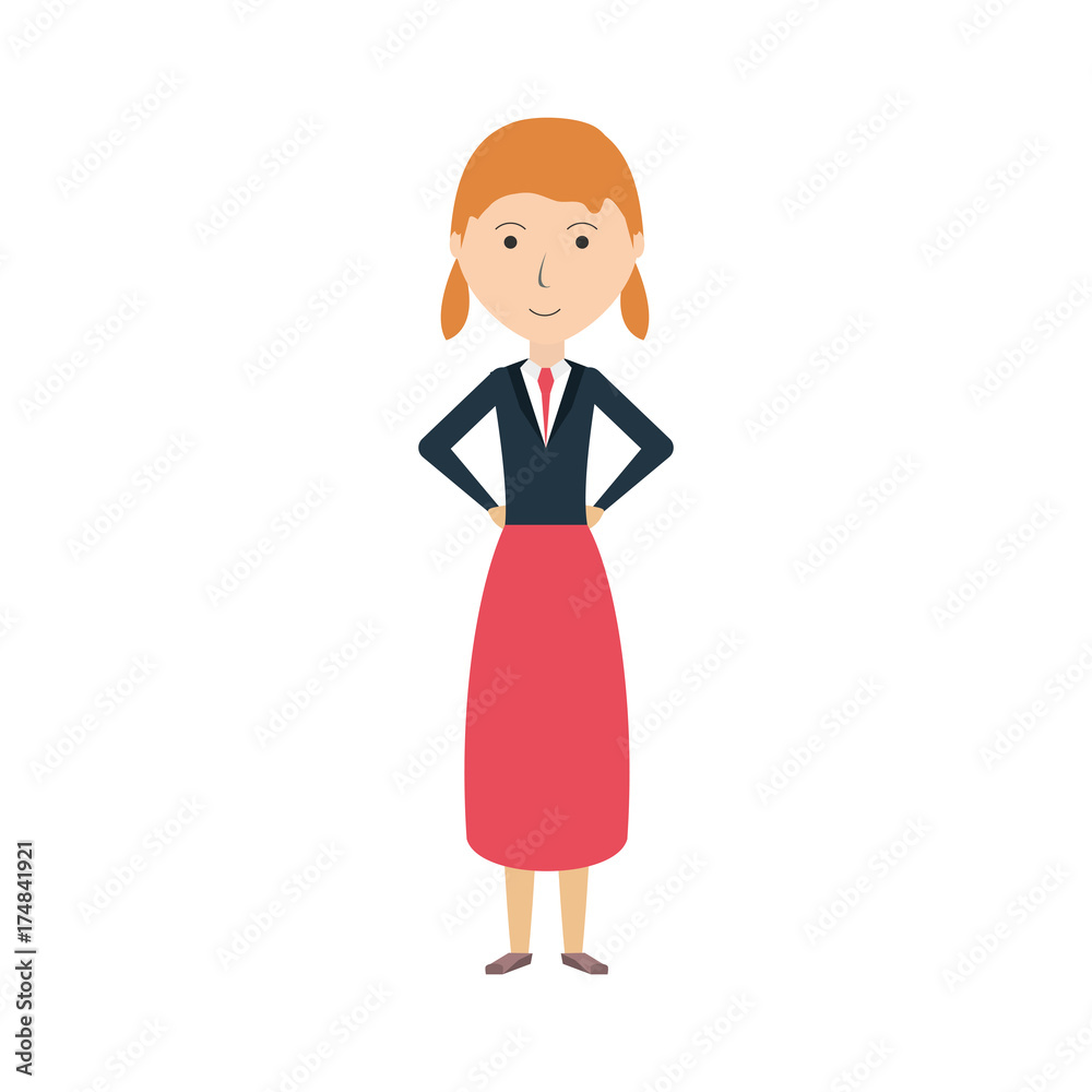 cartoon woman standing icon