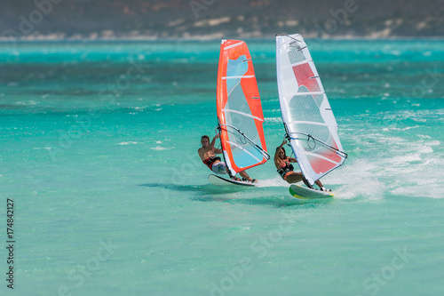 Couple windsurfers