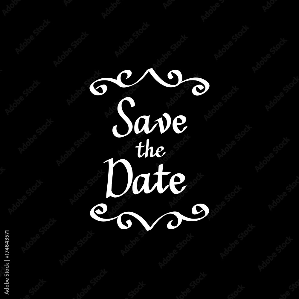 Save the date vector calligraphy digital drawn imitation