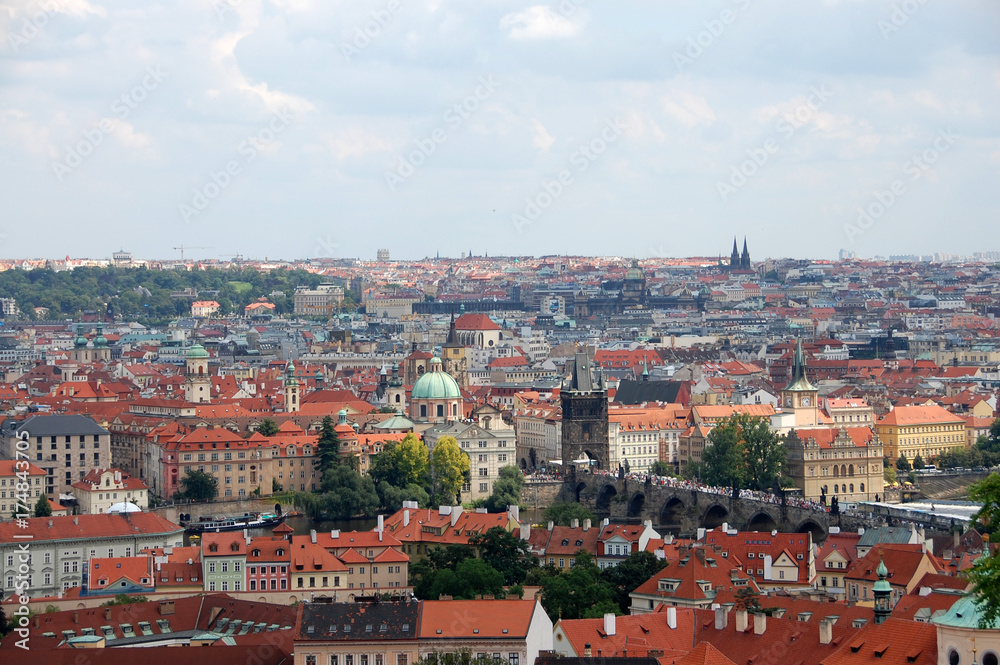 Panoramic aerial view of Prague, Czech Republic