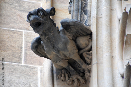 Gargoyle on the Cathedral of St. Vitus in the Prague, Czech Republic