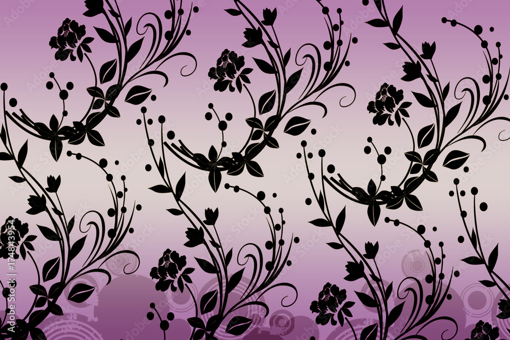 purple background with flower elements