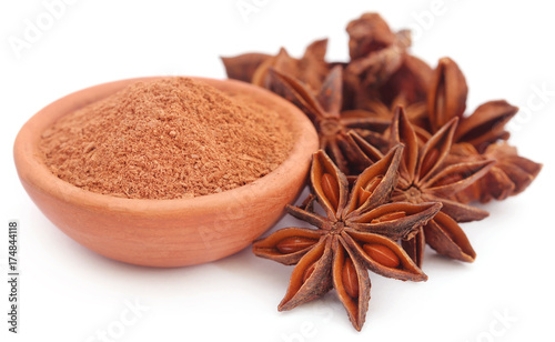 Aromatic star anise with ground spice