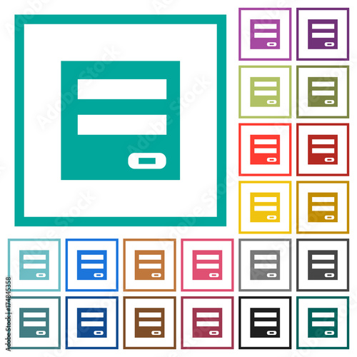 Login panel flat color icons with quadrant frames