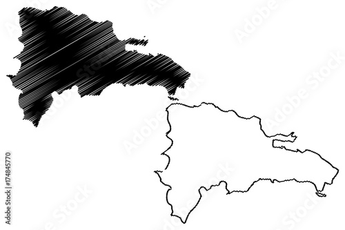 Dominican Republic map vector illustration, scribble sketch Dominican Republic