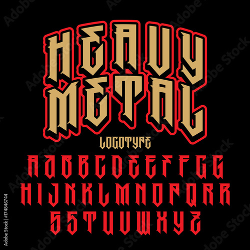 Heavy metal alphabet. Brutal font. Typography for labels, headlines, posters etc. photo