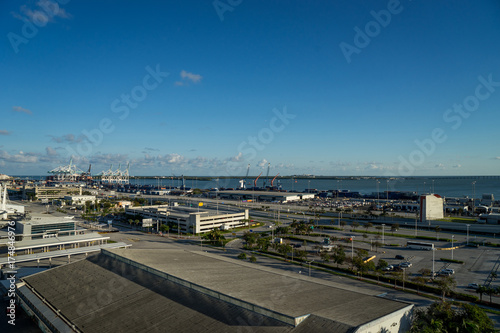 Miami Skyline and shipping docks