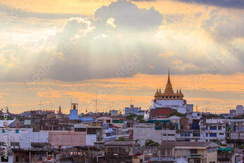 Golden pagoda of Wat Saket Temple   public landmark in Thailand