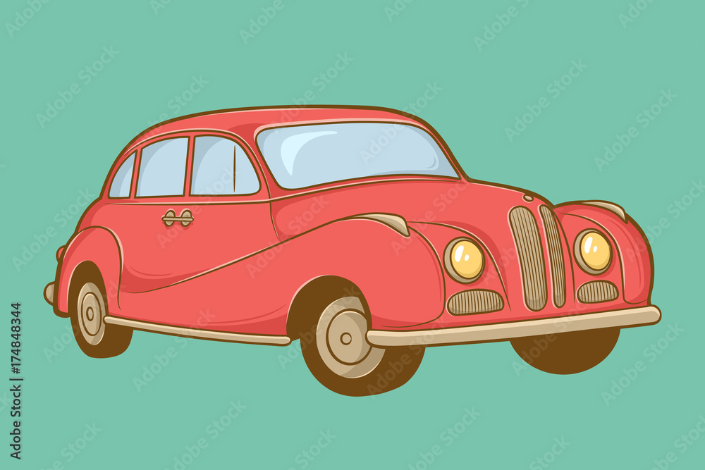 vector illustration of red retro car