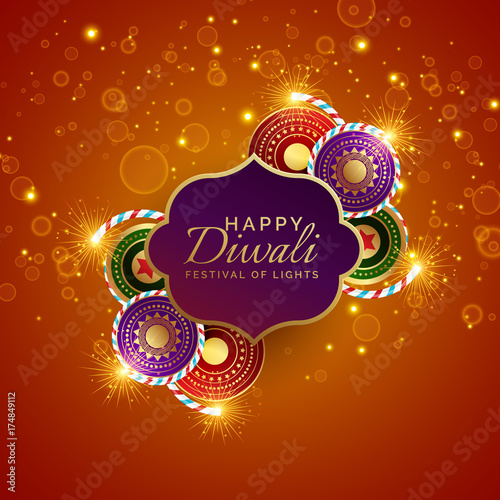 sparkling diwali festival sale background with crackers