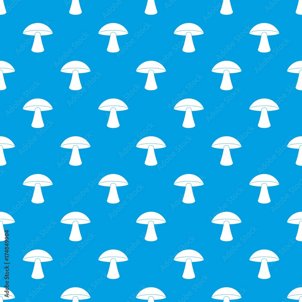 Birch mushroom pattern seamless blue