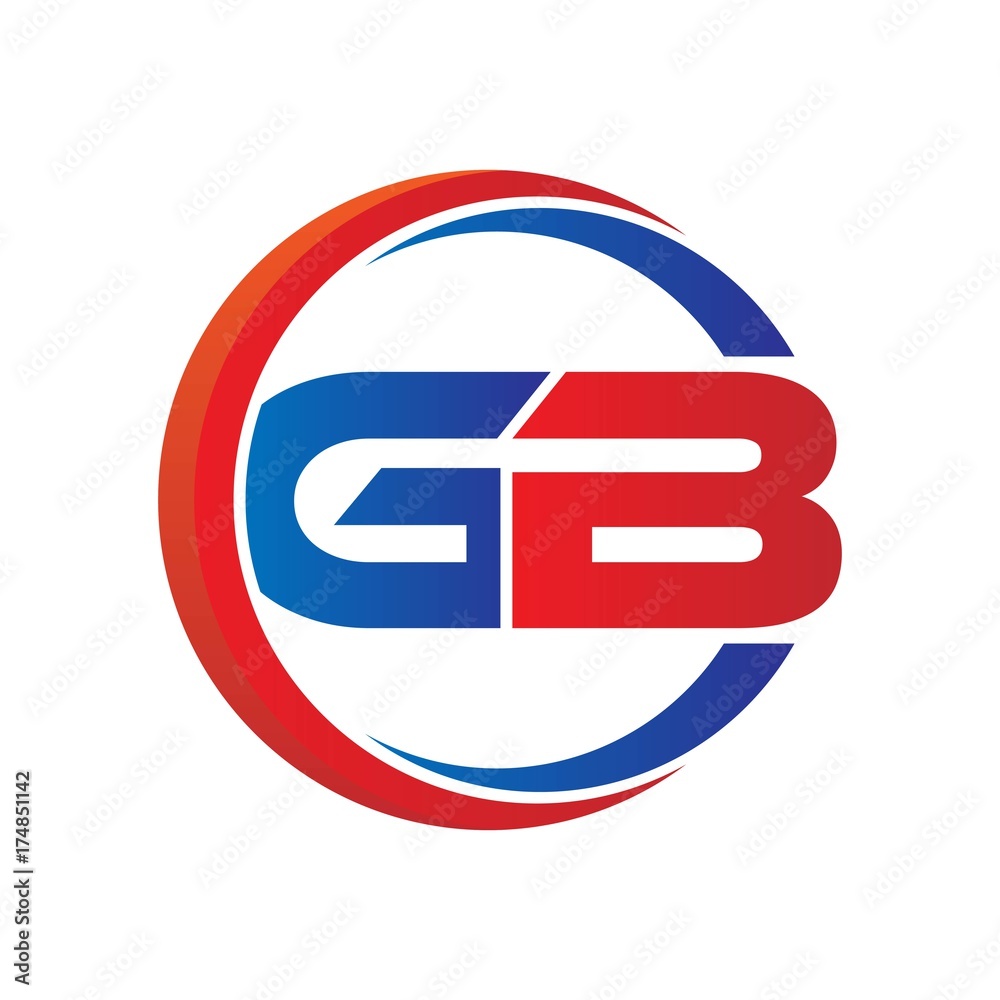 gb logo vector modern initial swoosh circle blue and red