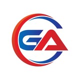 ga logo vector modern initial swoosh circle blue and red