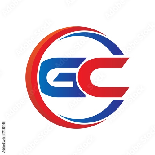 Free Download gc logo vector modern initial swoosh circle blue and red - GFXLoad