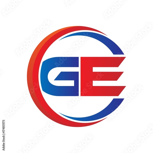 ge logo vector modern initial swoosh circle blue and red
