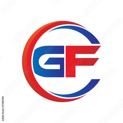 gf logo vector modern initial swoosh circle blue and red