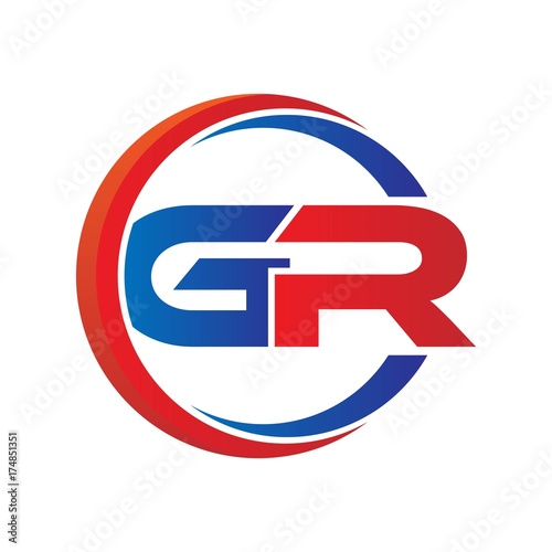 gr logo vector modern initial swoosh circle blue and red