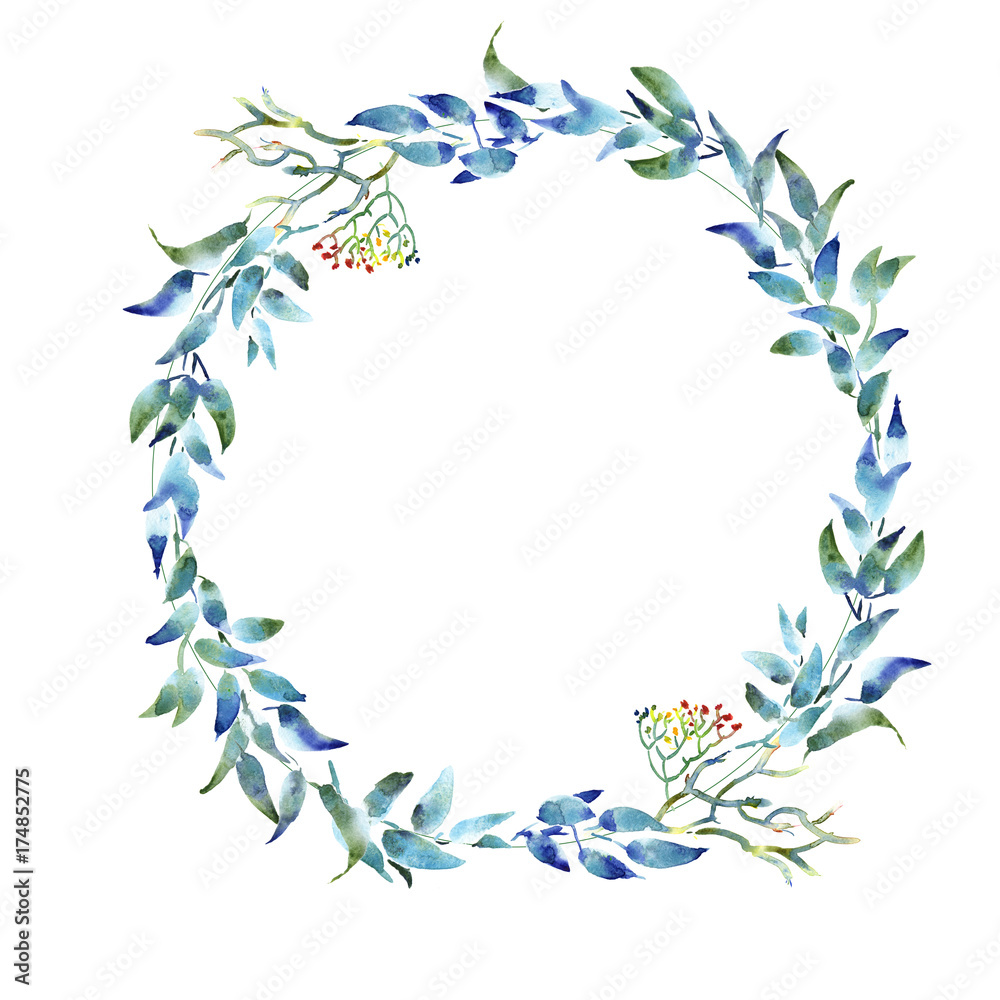 Wreath romantic watercolor purple Summer flowers frame Wreath romantic watercolor purple Summer flowers frame