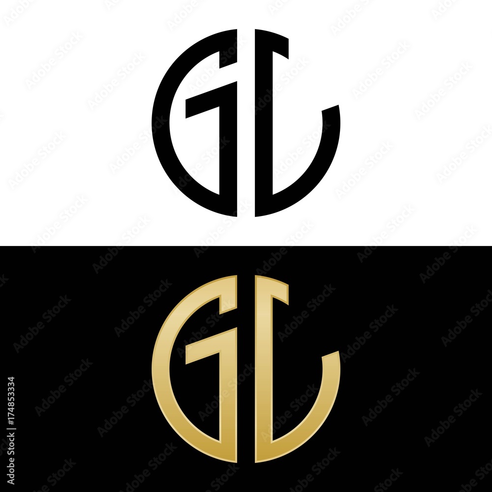 gl initial logo circle shape vector black and gold gl initial logo circle shape vector black and gold