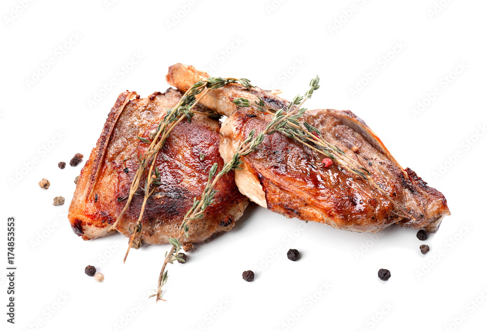 Grilled meat on white background Grilled meat on white background